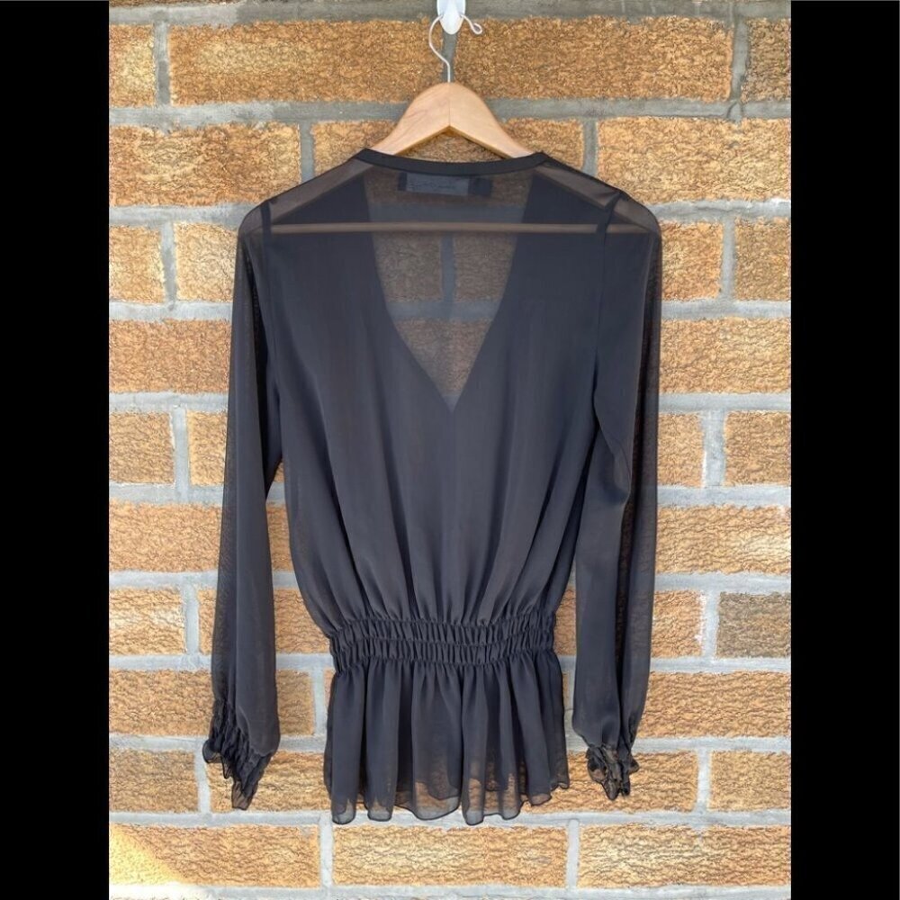 Patterson J. KincaidBlack Semi Sheer Blouse Xs - Picture 8 of 8
